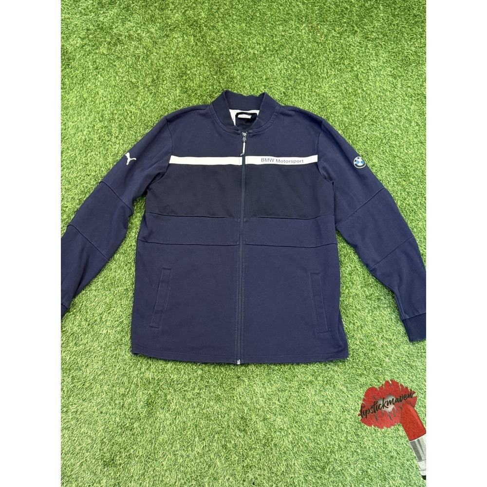 Puma BMW Motorsport Track Jacket Mens Medium Blue Full Zip Racing Bimmer Car